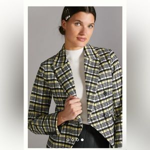 AVEC LES FILLES Anthropologie Black & Yellow Wool Blend Blazor (M)